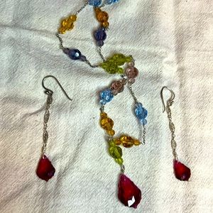 Silver crystal multi color red set